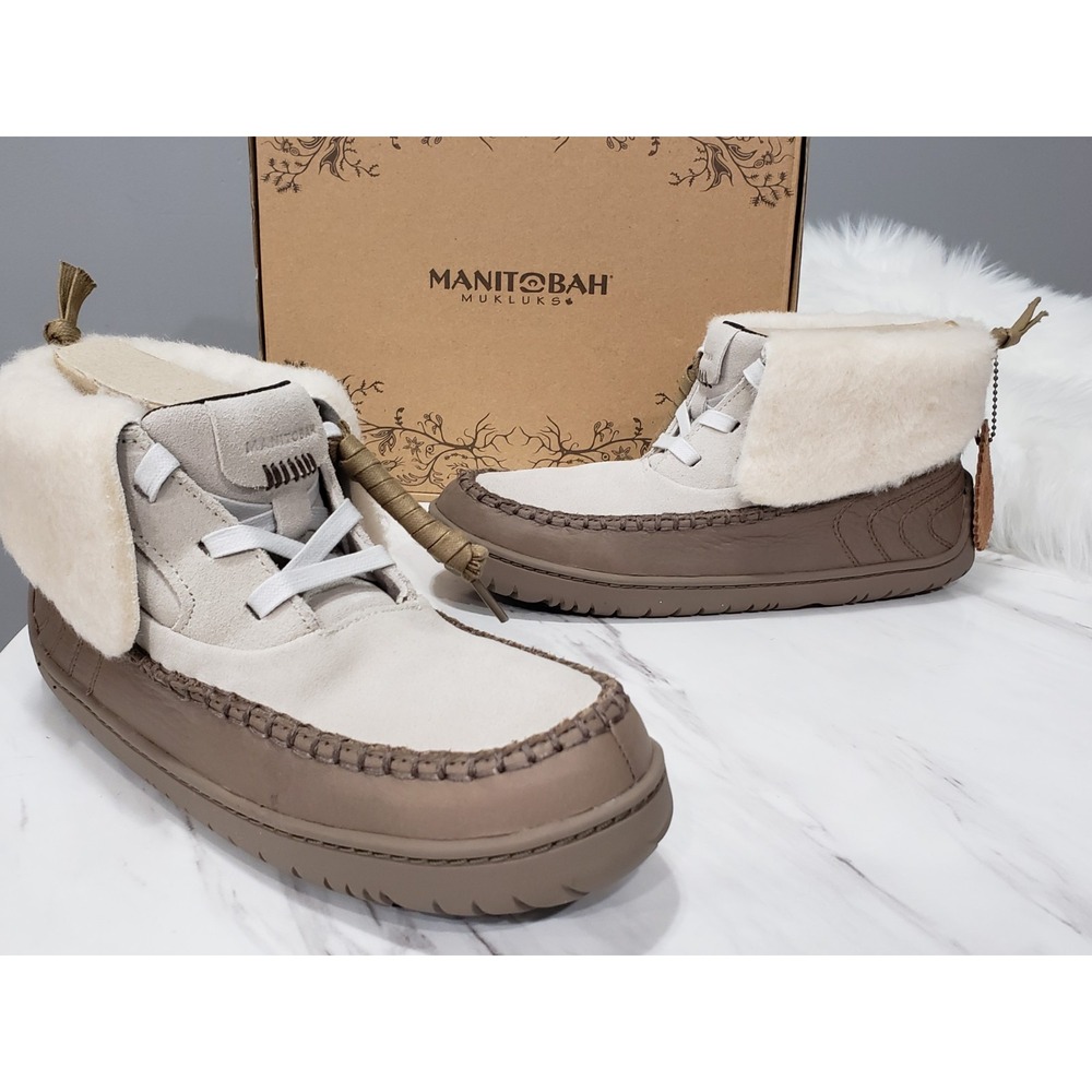 NEW SIZE 9 EURO 40 BEIGE PUMICE Manitobah MUK LUKS Suede Ankle Boots Skoden